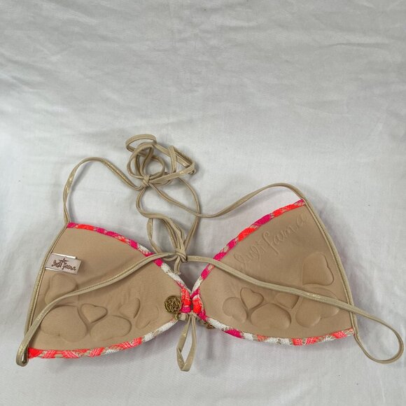 Luli Fama FLAMINGO BEACH Molded Push Up Bandeau Halter Swim Bikini Top Medium - Picture 7 of 10